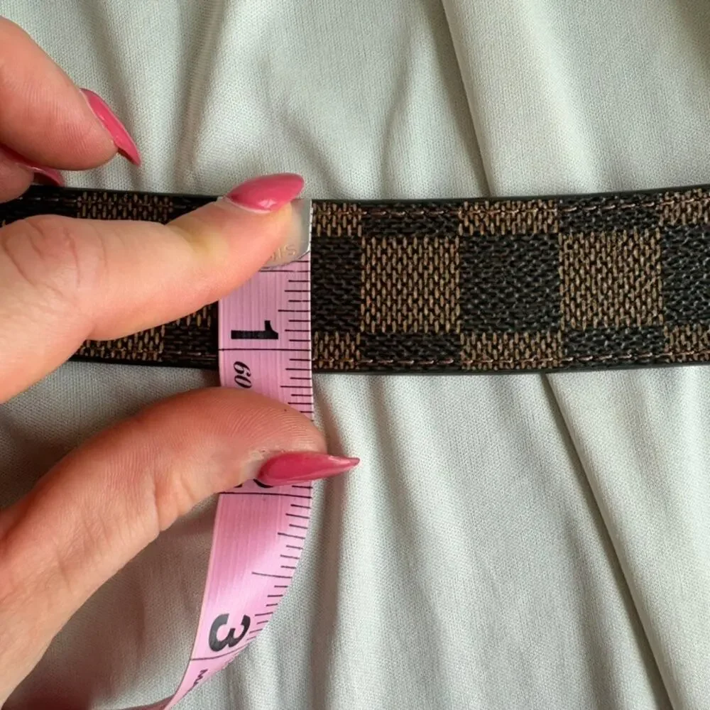 Louis Vuitton Damier Ebene Belt - Brown Checkered Canvas, Silver Buckle, Size 36
